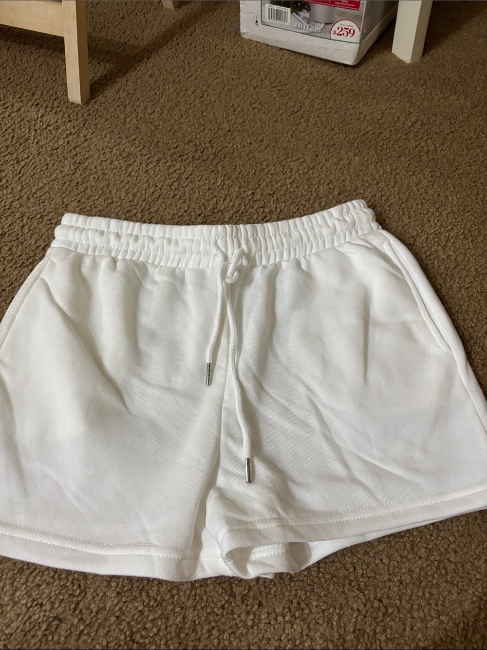Everyday White Elastic-Waist Athletic Shorts with Drawcord